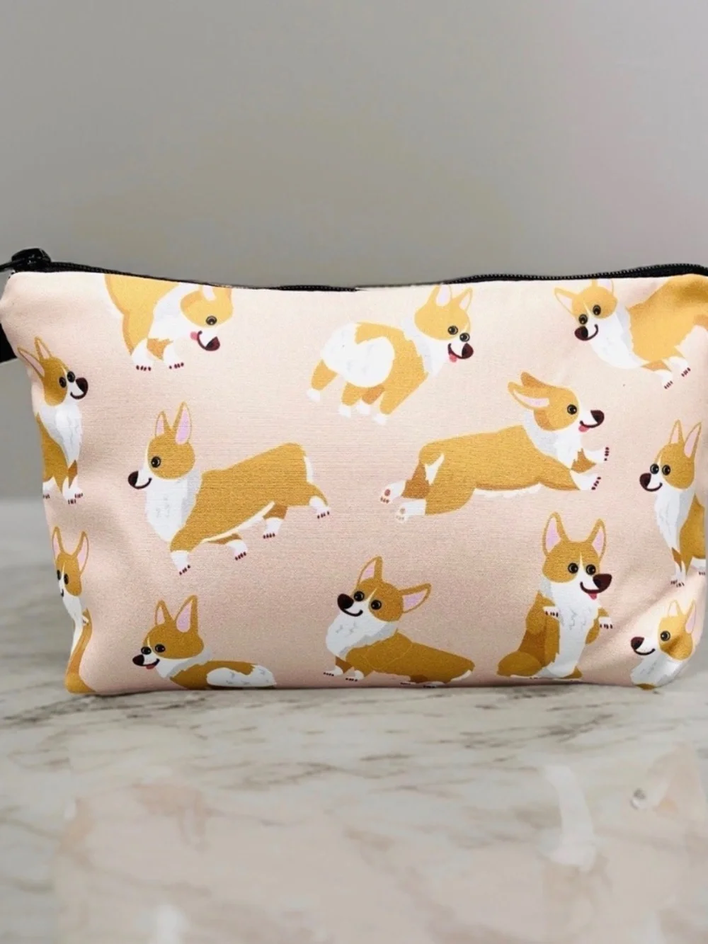 Corgi Dog Print Makeup or Pencil Case Cute Zipper Pouch Animal Print